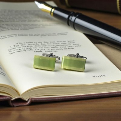 画像1: elizabeth parker エリザベスパーカー　グリーン・ツートーン・カフスボタン（カフリンクス）
