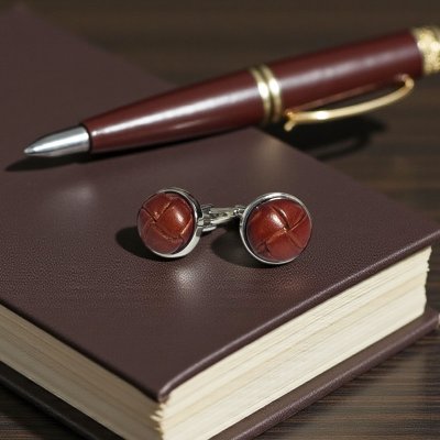 画像2: elizabeth parker エリザベスパーカー・ブラウンレザーカフスボタン（カフリンクス）