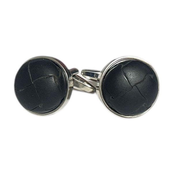 画像1: elizabeth parker エリザベスパーカー・ブラックレザーカフスボタン（カフリンクス） (1)