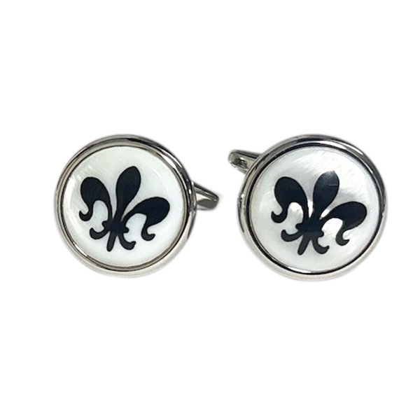 画像1: elizabeth parker エリザベスパーカー　ホワイトフレアーカフスボタン（カフリンクス） (1)