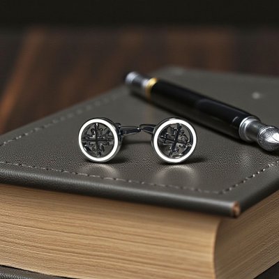 画像2: elizabeth parker エリザベスパーカー ガンメタビンテージクロスカフスボタン