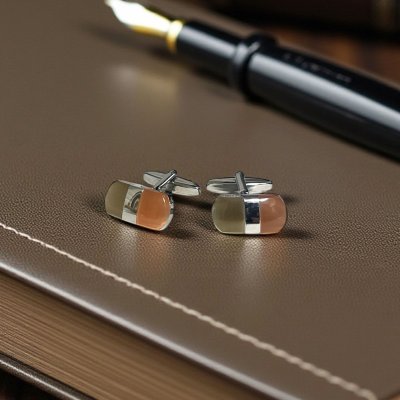 画像1: elizabeth parker エリザベスパーカー　ブラウンツートーンカフスボタン（カフリンクス）