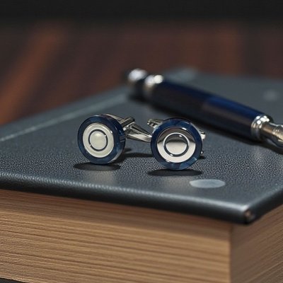 画像2: elizabeth parker エリザベスパーカー・ブルーサークルカフスボタン（カフリンクス）