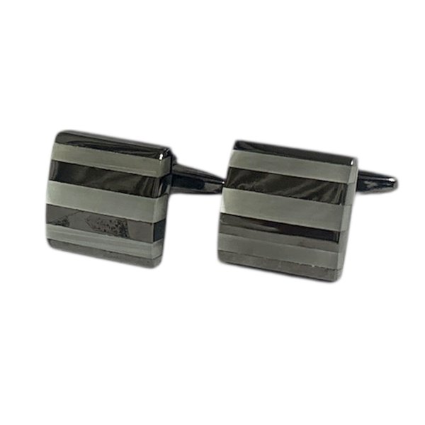 画像1: elizabeth parker エリザベスパーカー・ガンメタ＆グレーカフスボタン（カフリンクス） (1)