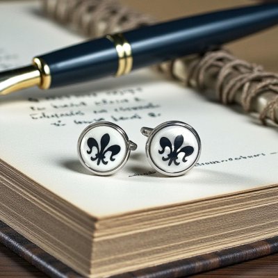 画像1: elizabeth parker エリザベスパーカー　ホワイトフレアーカフスボタン（カフリンクス）