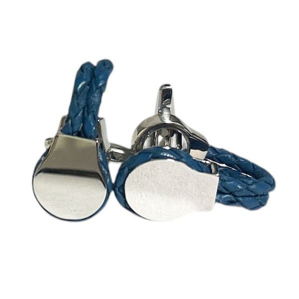 画像1: elizabeth parker エリザベスパーカー・ブルーツインレザーカフス（カフリンクス・」カフスボタン） (1)