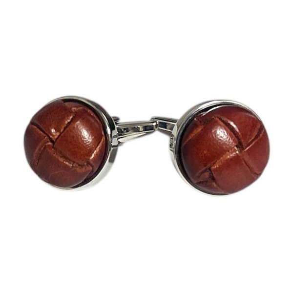 画像1: elizabeth parker エリザベスパーカー・ブラウンレザーカフスボタン（カフリンクス） (1)