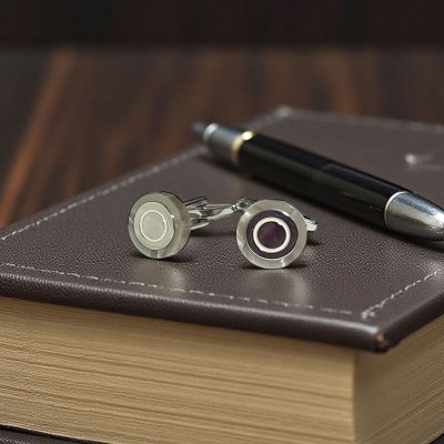 画像2: elizabeth parker エリザベスパーカー・グレーサークルカフスボタン（カフリンクス）