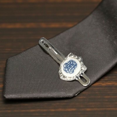 画像2: Swank & Royal Copenhagen スワンク & ロイヤルコペンハーゲン ホワイトブルーデザイン2ネクタイピン