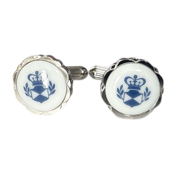 画像1: Swank & Royal Copenhagen スワンク & ロイヤルコペンハーゲン ホワイトブルーデザイン3カフスボタン (1)