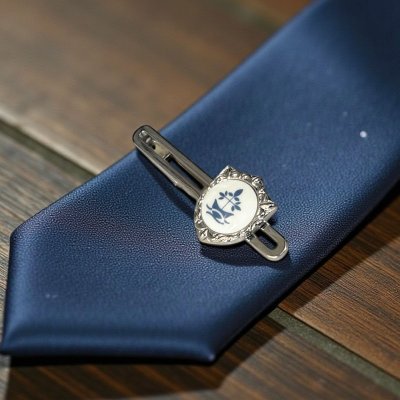 画像2: Swank & Royal Copenhagen スワンク & ロイヤルコペンハーゲン ホワイトブルーデザイン4ネクタイピン