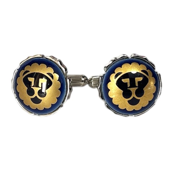 画像1: Swank & Royal Copenhagen スワンク & ロイヤルコペンハーゲン ブルーゴールドライオンカフスボタン (1)