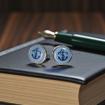 画像2: Swank & Royal Copenhagen スワンク & ロイヤルコペンハーゲン ブルーアンカーカフスボタン