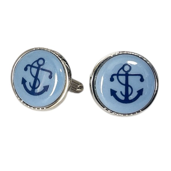 画像1: Swank & Royal Copenhagen スワンク & ロイヤルコペンハーゲン ブルーアンカーカフスボタン (1)