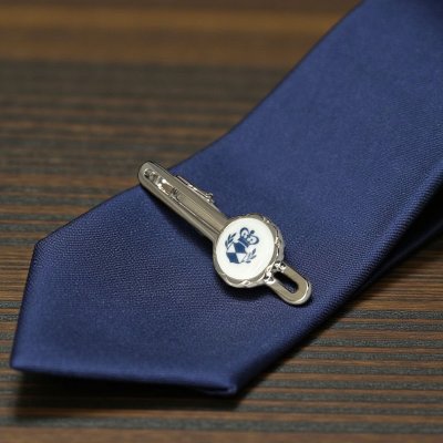 画像2: Swank & Royal Copenhagen スワンク & ロイヤルコペンハーゲン ホワイトブルーデザイン3ネクタイピン