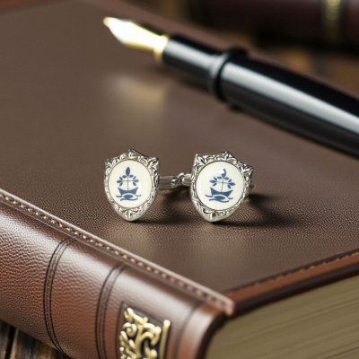 画像2: Swank & Royal Copenhagen スワンク & ロイヤルコペンハーゲン ホワイトブルーデザイン4カフスボタン