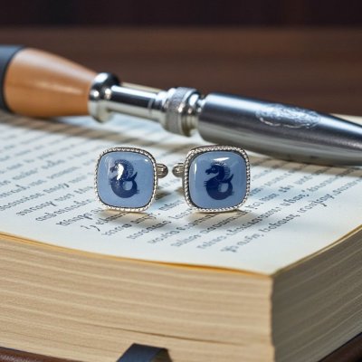 画像2: Swank & Royal Copenhagen スワンク & ロイヤルコペンハーゲン ブルーデザインカフスボタン