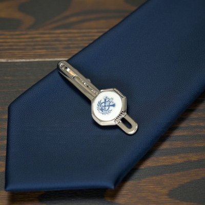 画像2: Swank & Royal Copenhagen スワンク & ロイヤルコペンハーゲン ホワイトブルーデザイン1ネクタイピン