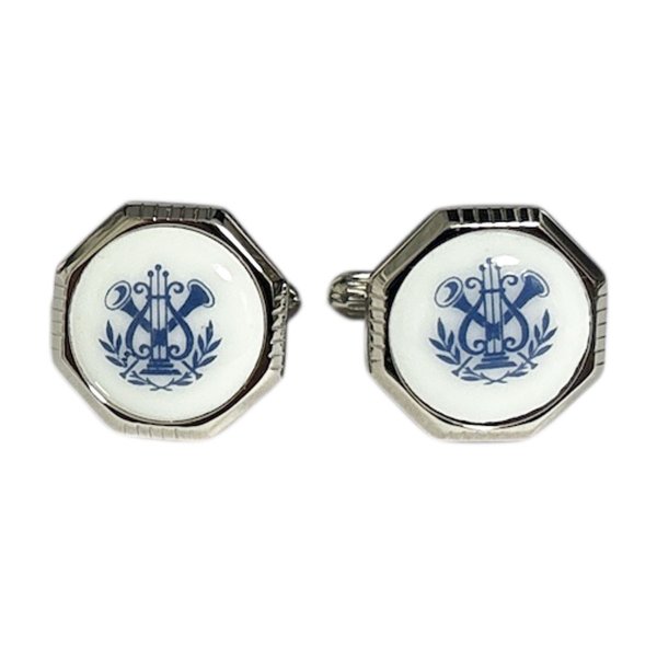 画像1: Swank & Royal Copenhagen スワンク & ロイヤルコペンハーゲン ホワイトブルーデザイン1カフスボタン (1)