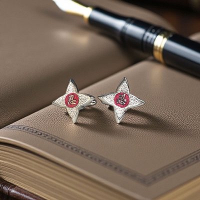 画像2: SWANK スワンク 手裏剣レッドカフスボタン