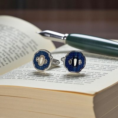 画像2: SWANK スワンク 刀の鍔ブルーカフスボタン