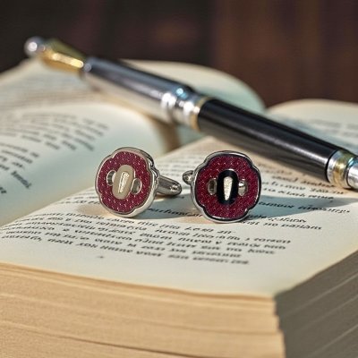 画像2: SWANK スワンク 刀の鍔レッドカフスボタン