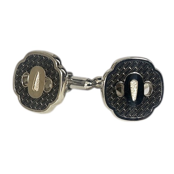 画像1: SWANK スワンク 刀の鍔ブラックカフスボタン (1)