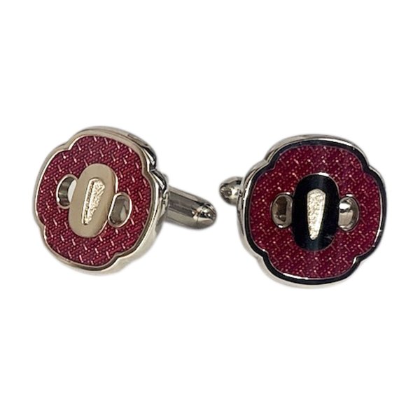 画像1: SWANK スワンク 刀の鍔レッドカフスボタン (1)