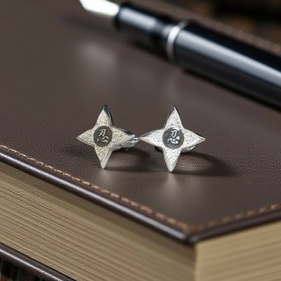 画像2: SWANK スワンク 手裏剣ブラックカフスボタン