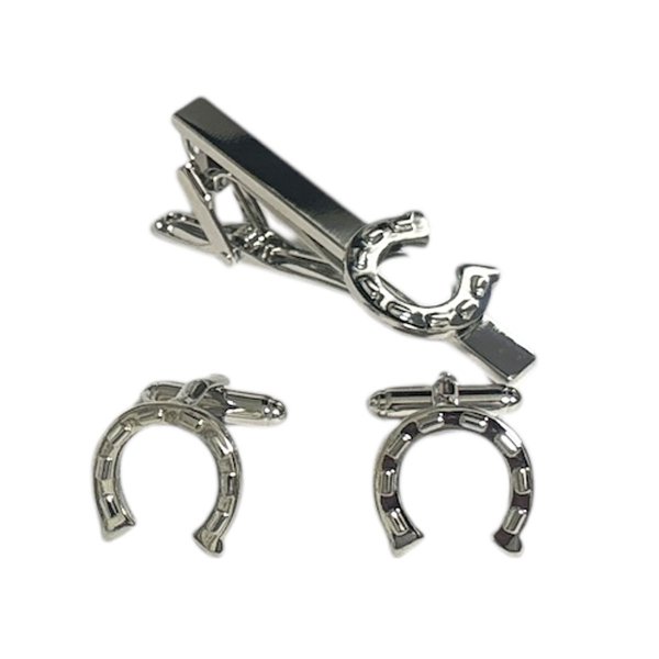画像1: 馬蹄カフスボタン・ネクタイピンセット (1)