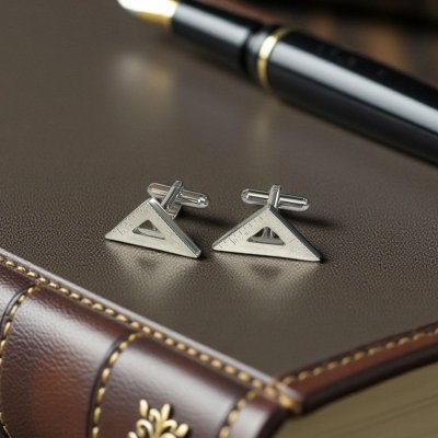 画像2: 三角定規カフスボタン（カフリンクス）