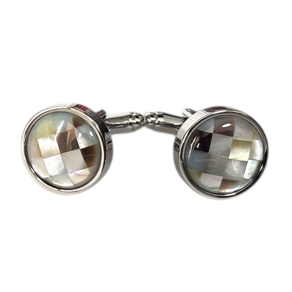 画像1: MOPチェックラウンドカフスボタン（カフリンクス） (1)