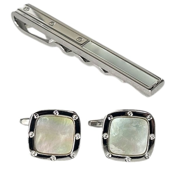 画像1: MOPネクタイピン　スクエアーMOPカフスセット (1)