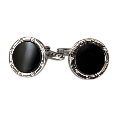 画像2: ブラックオニキス　カフス、タイピンセット
