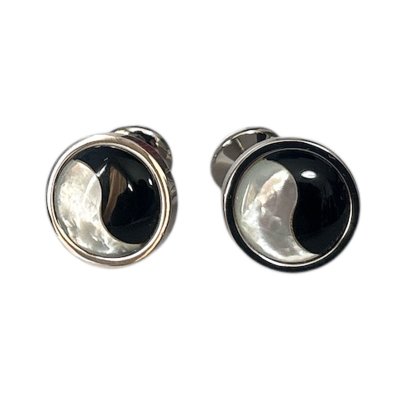 画像2: オニキスネクタイピン　陰陽カフスセット