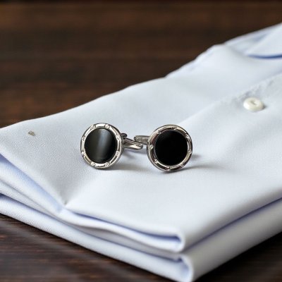 画像2: ブラックオニキス・カフスボタン（カフリンクス）