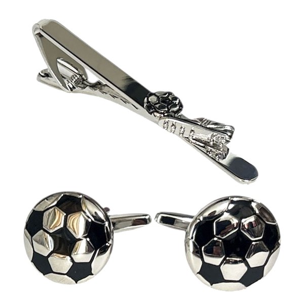 画像1: サッカーボールとスパイク　カフス、タイピンセット (1)