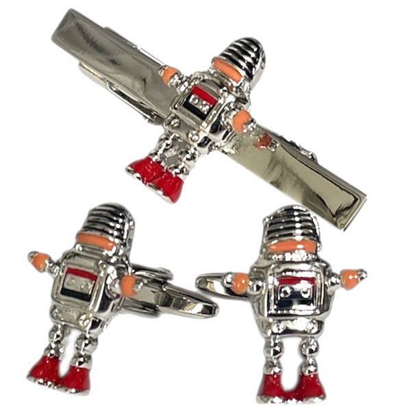 画像1: おもちゃのロボットカフス タイピンセット (1)