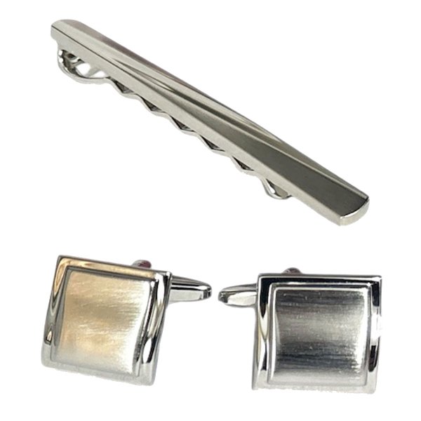 画像1: スタイリッシュ　カフス、タイピンセット (1)