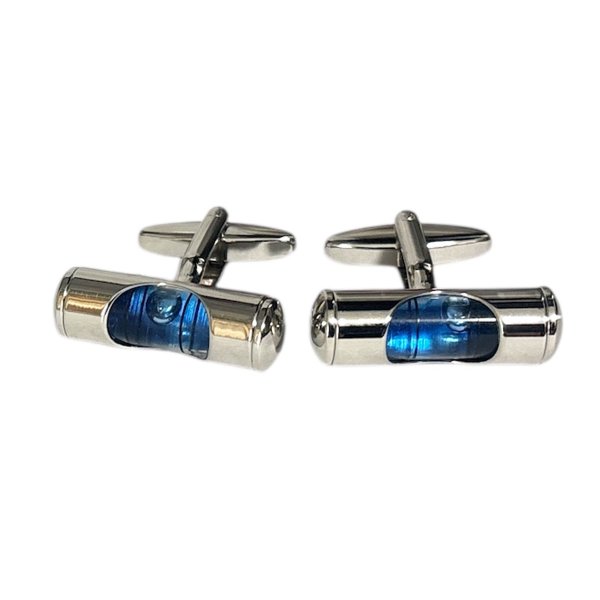 画像1: 水準器（青）・カフスボタン（カフリンクス） (1)