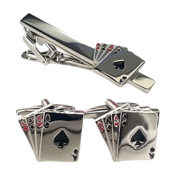 画像1: トランプフォーエースカフス タイピンセット (1)