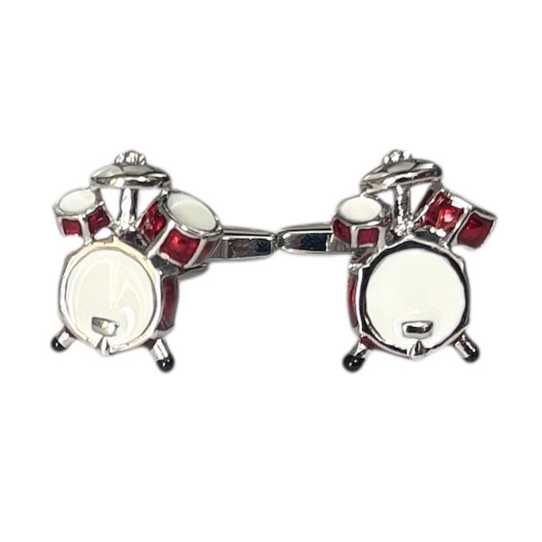 画像1: レッドドラムキットカフスボタン（カフリンクス） (1)