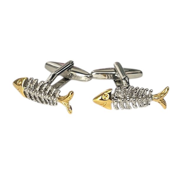 画像1: フィッシュボーンカフスボタン（カフリンクス） (1)