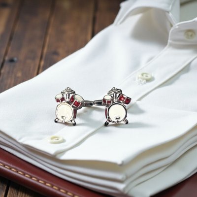 画像2: レッドドラムキットカフスボタン（カフリンクス）