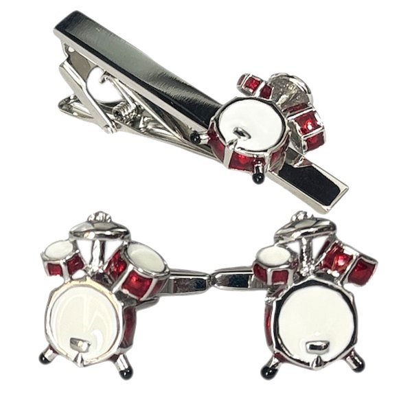 画像1: レッドドラムカフス タイピンセット (1)