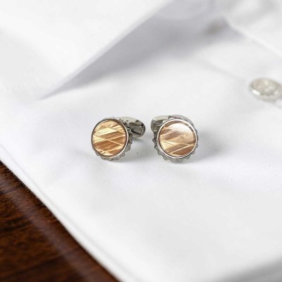 画像2: ライトブラウンデザインカフスボタン