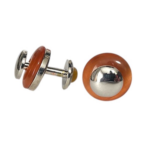 画像1: オレンジリバーシブルカフスボタン（カフリンクス） (1)
