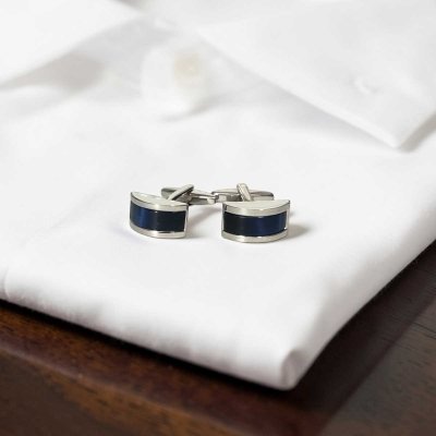 画像2: ネイビーキャッツアイカービングカフス