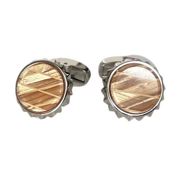 画像1: ライトブラウンデザインカフスボタン (1)