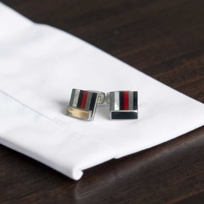 画像2: カラフルストライプカフスボタン（カフリンクス）